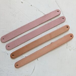 4pcs Mixed Color Genuine Leather Bracelet Wristband Slide DIY Blush Purple Tan